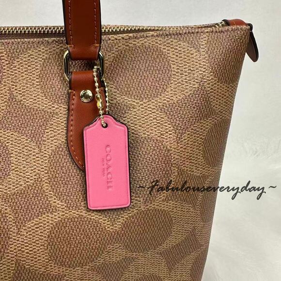 Coach Gallery Tote Bag In Signature Canvas W/ Stripe Print CBM18 Gold/Tan Multi - Picture 9 of 13
